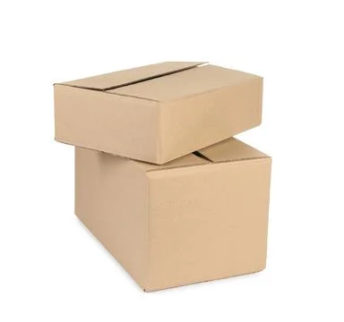 Two cardboard parcel boxes isolated on white Stock Photos