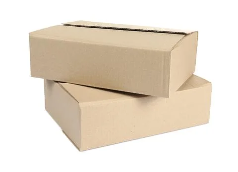 Two cardboard parcel boxes isolated on white Stock Photos