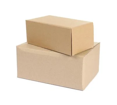Two cardboard parcel boxes isolated on white Stock Photos