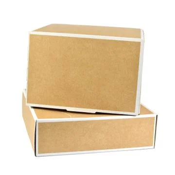 Two cardboard square boxes Stock Photos