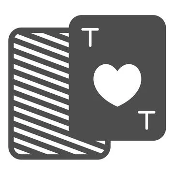 Two cards with the ace of hearts solid icon, gambling concept, card game vector Stock Illustration