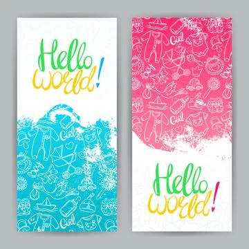 Two cards of children things Stock Illustration