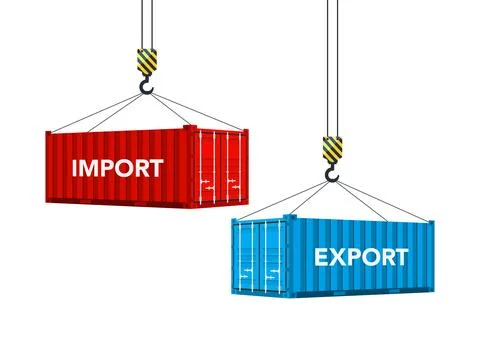 Two cargo containers with import and export. Vector illustration Ilustração Stock