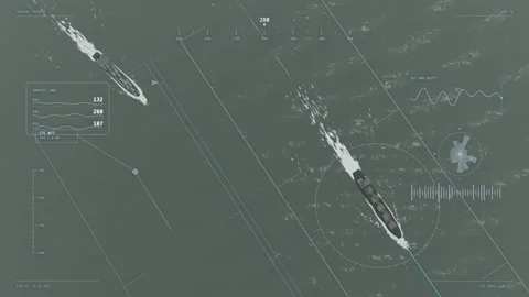 Two cargo ships riding out an ocean storm aerial hurricane force cinematic a Video stock 343617526