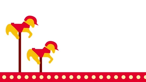 Two Carousel Horses Begin Stock Footage 332183741