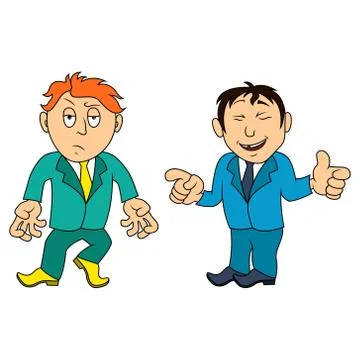 Two cartoon amusing men in various situations Stock Illustration