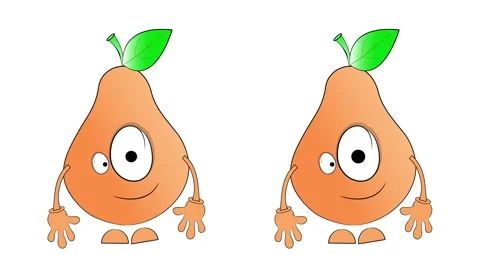 Two cartoon animated pears. Pears with a gaze. White background. Stock Footage 162465950