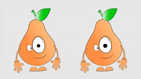 Two cartoon animated pears. Pears with a gaze. Without background. Stock Footage 162466204
