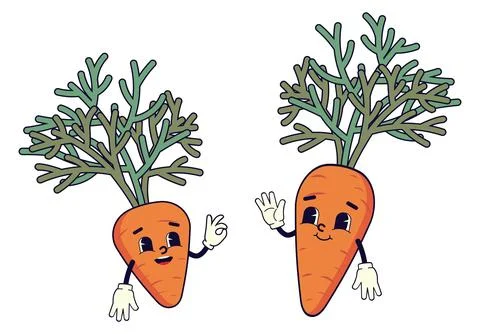 Two cartoon carrots with funny faces Stock Illustration