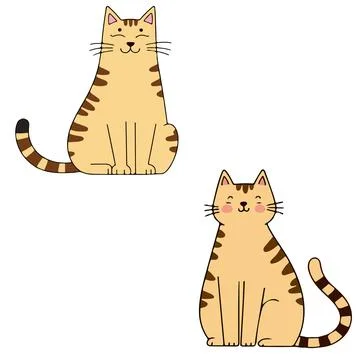 Two Cartoon Cats Sitting Stock Illustration
