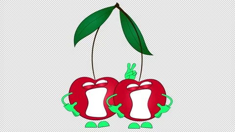 Two cartoon laughing cherries. Without background. Stock Footage 162392349