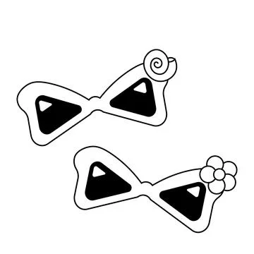 Two cartoon sunglasses with a shell and a flower in black and white Stock Illustration