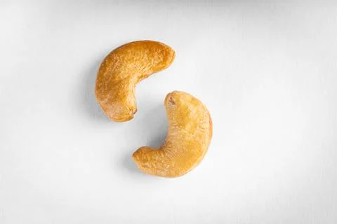 Two cashew nut on white background Stock Photos