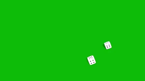 Two casino white dices rolling and landing on number 5 and 5 on green screen 3D Stock Footage 303623714