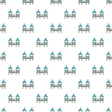 Two castle kid pattern seamless Stock Illustration