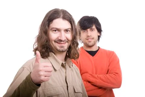 Two casual men posing Stock Photos