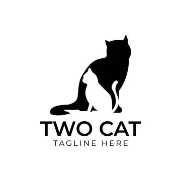 Two cat cute pet logo icon vector illustration Stock Illustration