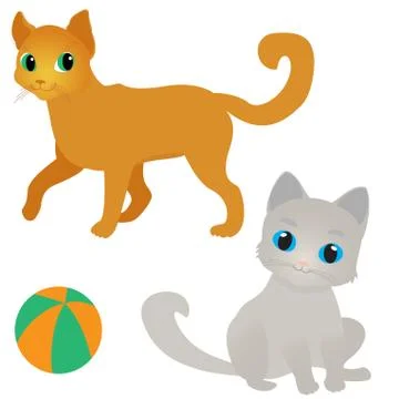 Two cats and a ball Stock Illustration