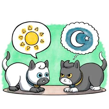 Two cats facing each other Stock Illustration