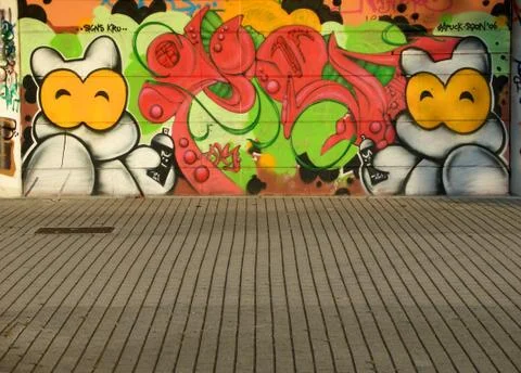 Two cats graffiti Stock Photos