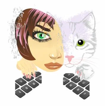 Two cats, Stock Illustration