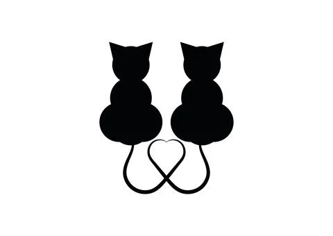 Two cats in love icon vector illustration Stock Illustration