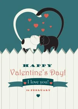 Two cats in love Stock Illustration