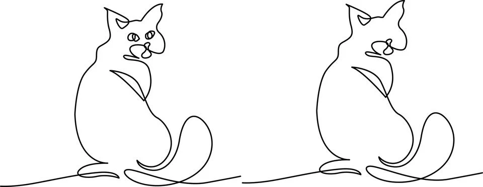 Two cats sitting side by side Vector Stock Illustration