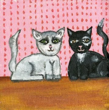 Two Cats Sitting Together Illustrazione stock