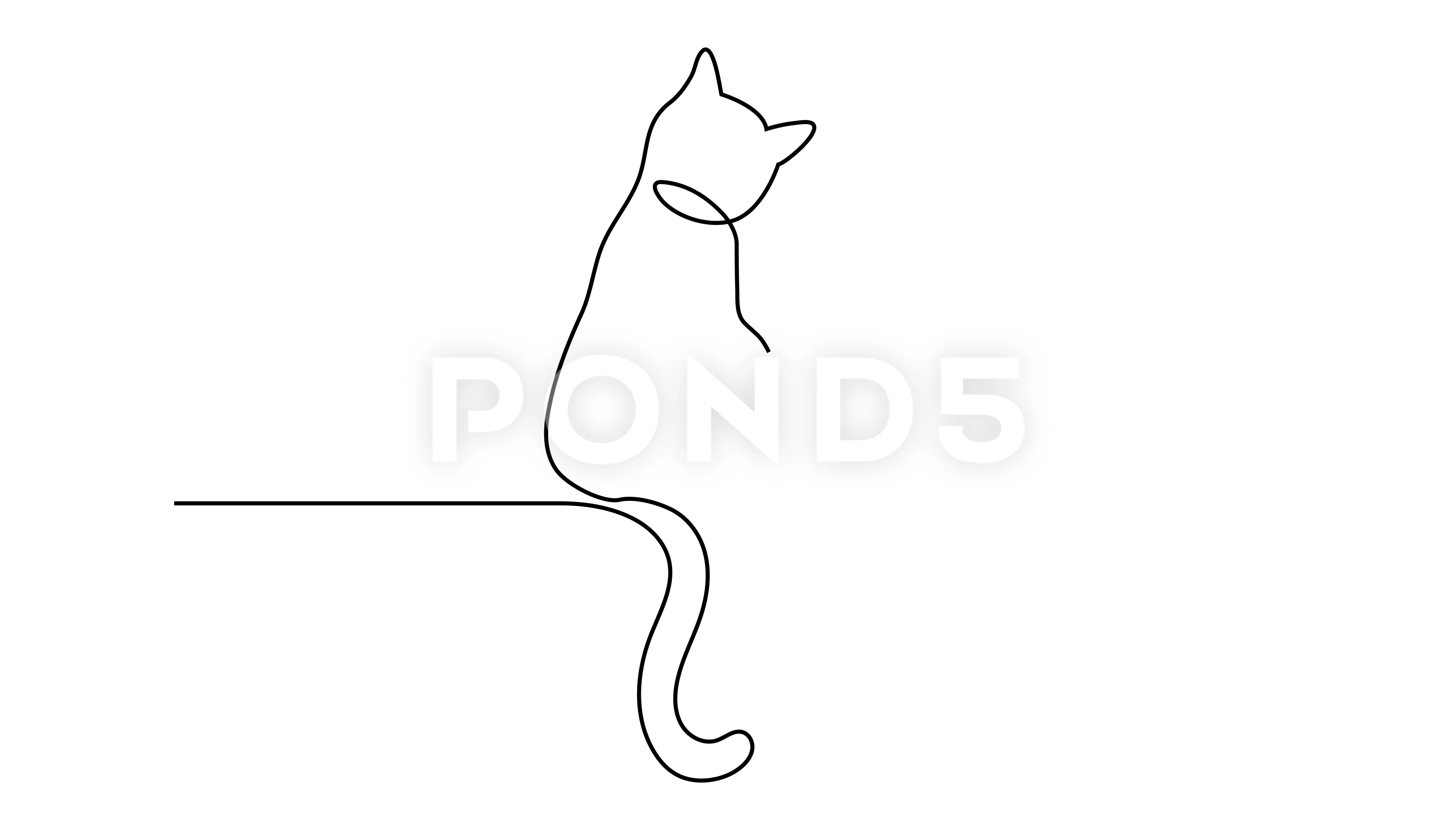 Continuous one line drawing of two cats in minimalism style. Cute