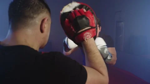 Two Caucasian athletes train to box in the gym. Vídeos de archivo 236538508