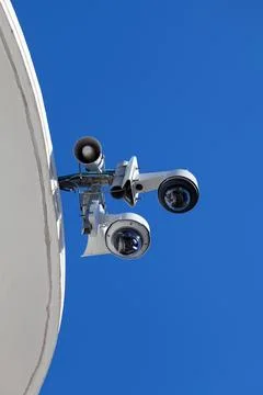 Two CCTV cameras and two speakers Foto stock