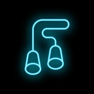 Two ceiling lamps with blue neon light effect on black background Stock Illustration