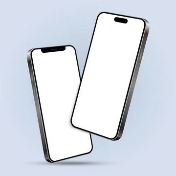 Two cell phones mockup with blank screens while levitating in the air on a bl Stock Illustration