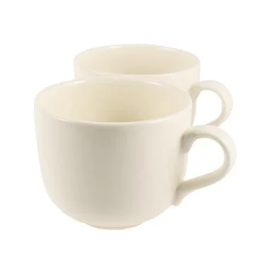 Two ceramic cream colored cups composition Stock Photos
