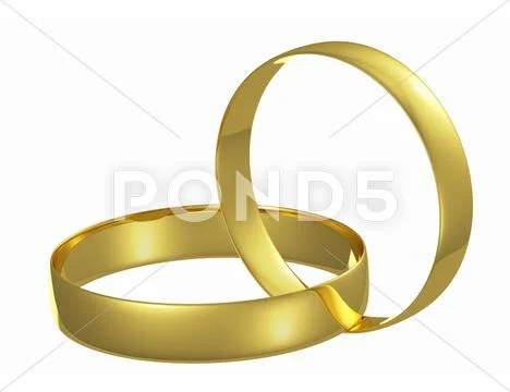 Two chained golden wedding rings Stock Illustration