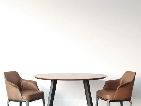 Two chairs and table in bright interior. 3d rendering Stock-Fotos