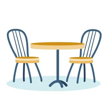 Two chairs and a table for a cafe or restaurant, isolated object on a white Stock Illustration