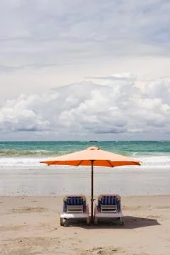 Two chairs at the beach Stock Photos
