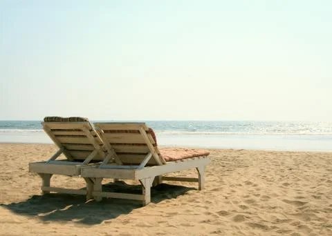 Two chairs on the beach Stock Photos