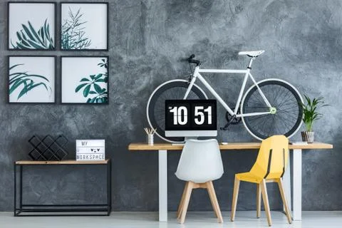 Two chairs by the desk Stock Photos
