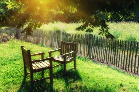Two chairs exposed at sunlight Stockfoto's