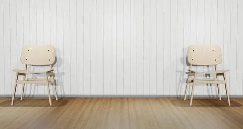 Two chairs facing each other. The interior of the property is a warm scene wi Stock Illustration