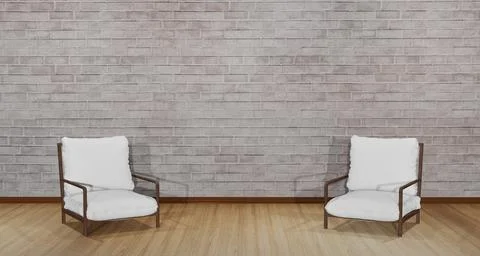 Two chairs facing each other. The interior of the property is a warm scene wi Stock Illustration