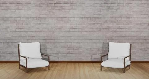 Two chairs facing each other. The interior of the property is a warm scene .. Stock Illustration
