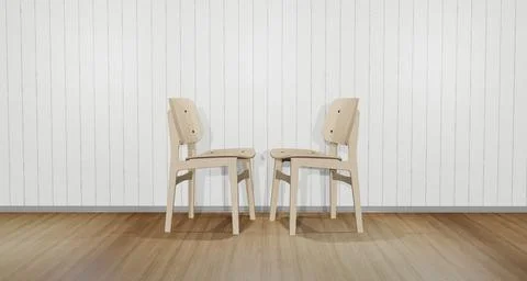 Two chairs facing each other. The interior of the property is a warm scene .. Stock Illustration