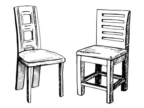Two chairs isolated on white background. Stock Illustration