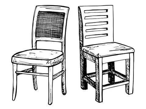 Two chairs isolated on white background. Stock Illustration