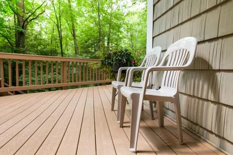 Two Chairs on an Outdoor Deck Foto stock