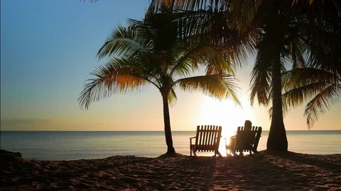 Two Chairs Placed in the Sand Video stock 74002624